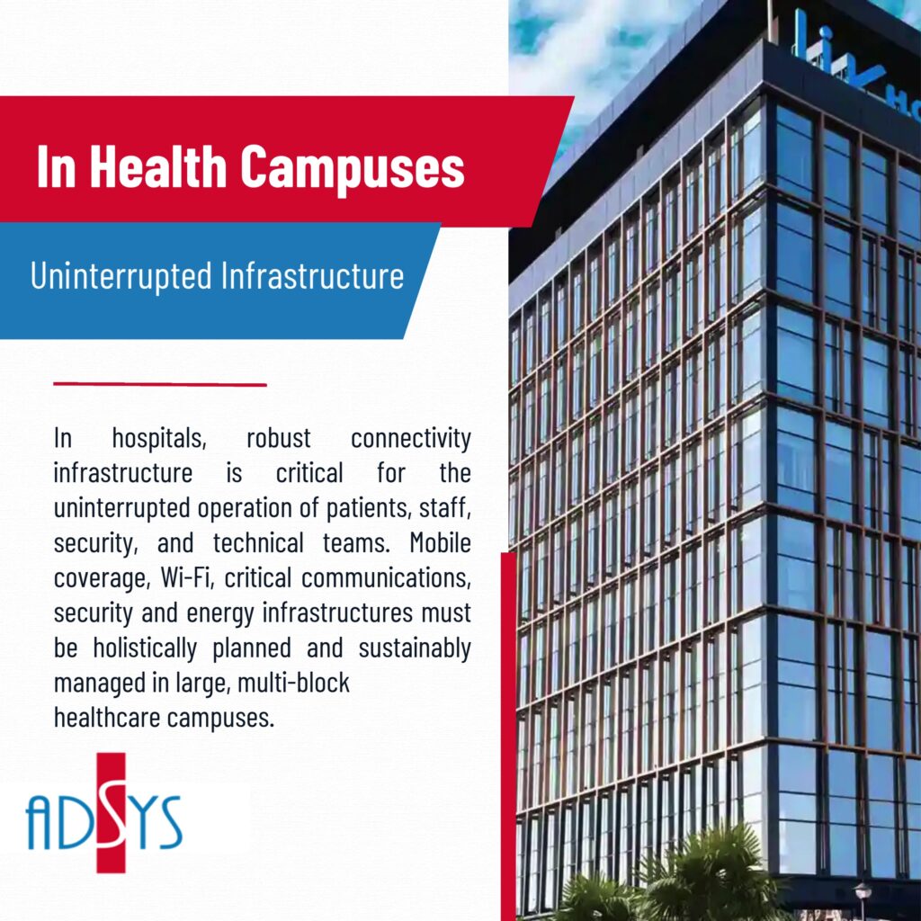 ADSYS healthcare campuses video cover showing continuous infrastructure solutions for hospitals
